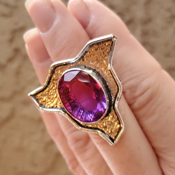 New Unique Bi-Color Tourmaline 925 Silver Ring. - Picture 14 of 16